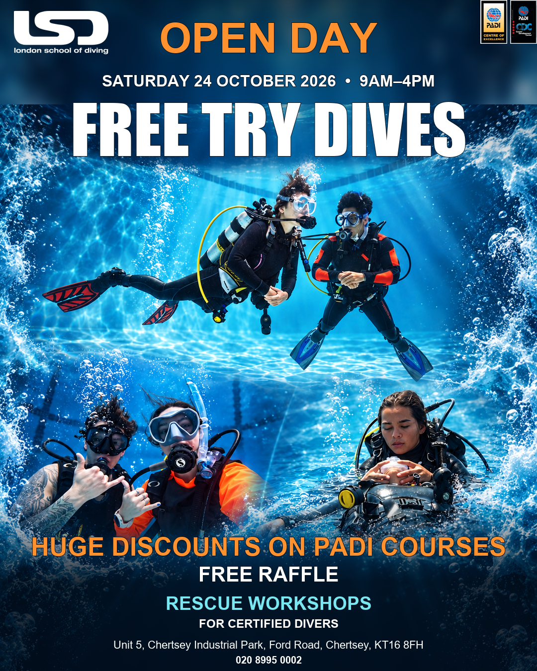 Free try dives at our Open Day — Saturday 24 October