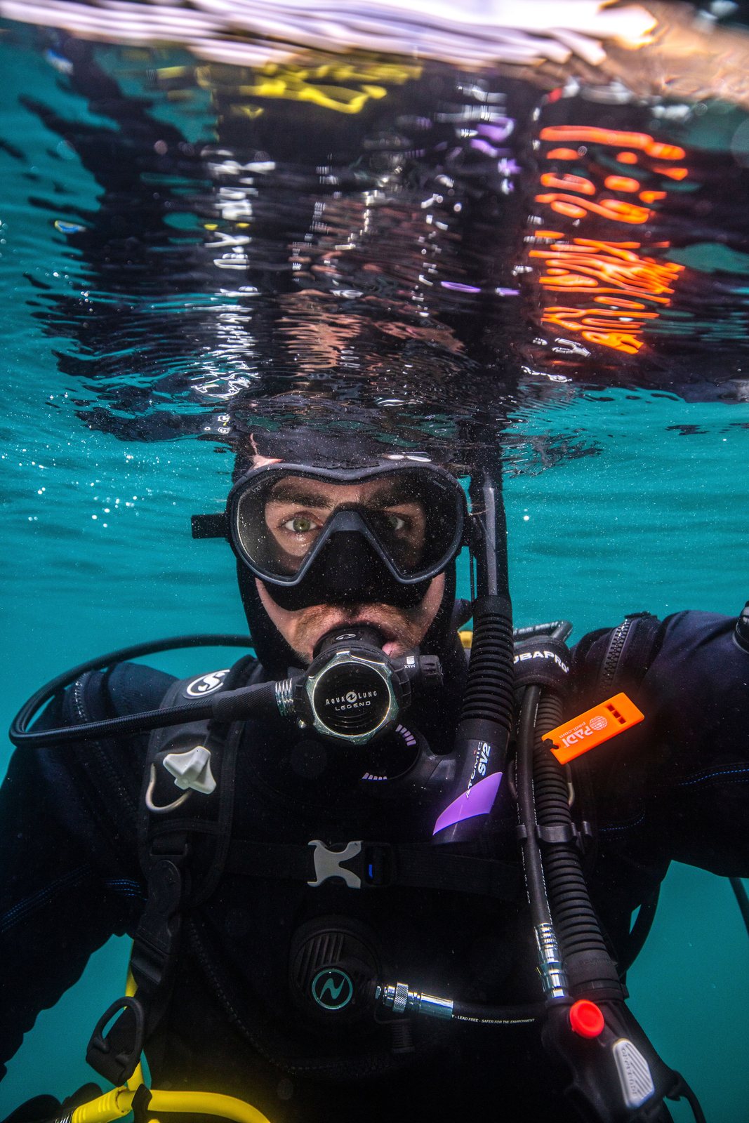 Diver in open water